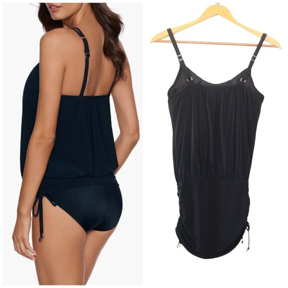 Magicsuit Shelly one piece Solid black swimsuit Underwire Size 6 drawstrings - Picture 2 of 12